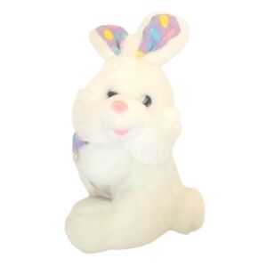 Vintage Best Made Toys Ltd White Bunny Rabbit Plush with Purple Ears & Egg